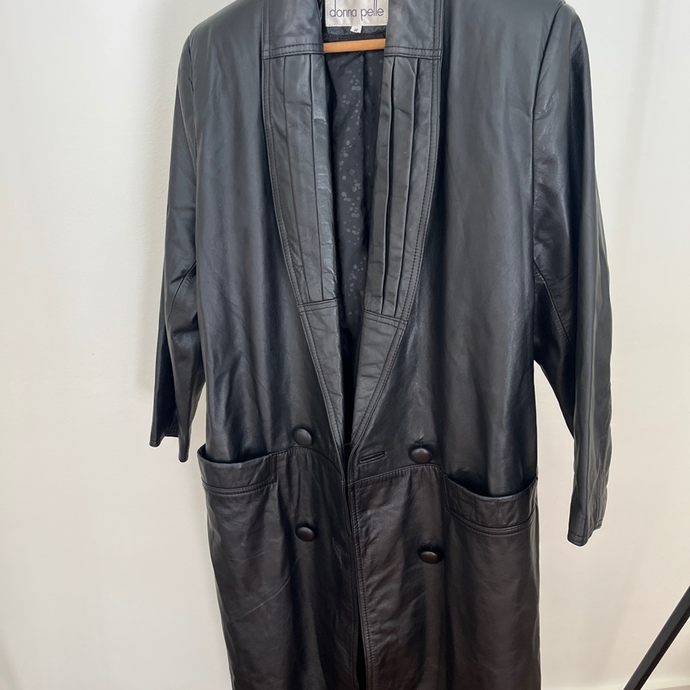 Donna Pelle Vintage Black Leather Coat Size Medium, Genuine Leather - Picture 5 of 6